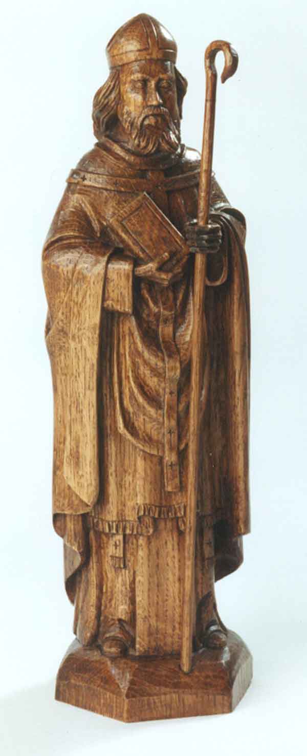 St. Augustinus, een beeld voor op de preekstoel in de St. Niklaaskerk te Veurne.